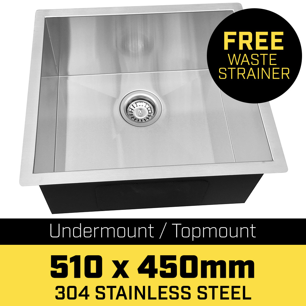 304 Stainless Steel Undermount Topmount Kitchen Laundry Sink 51x45cm