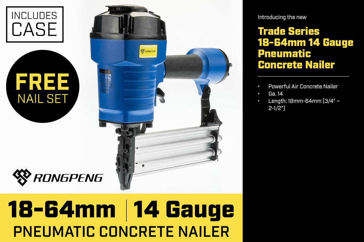 Rongpeng Nailer Wood to Concrete Finish Air Nail Gun Tool Steel T