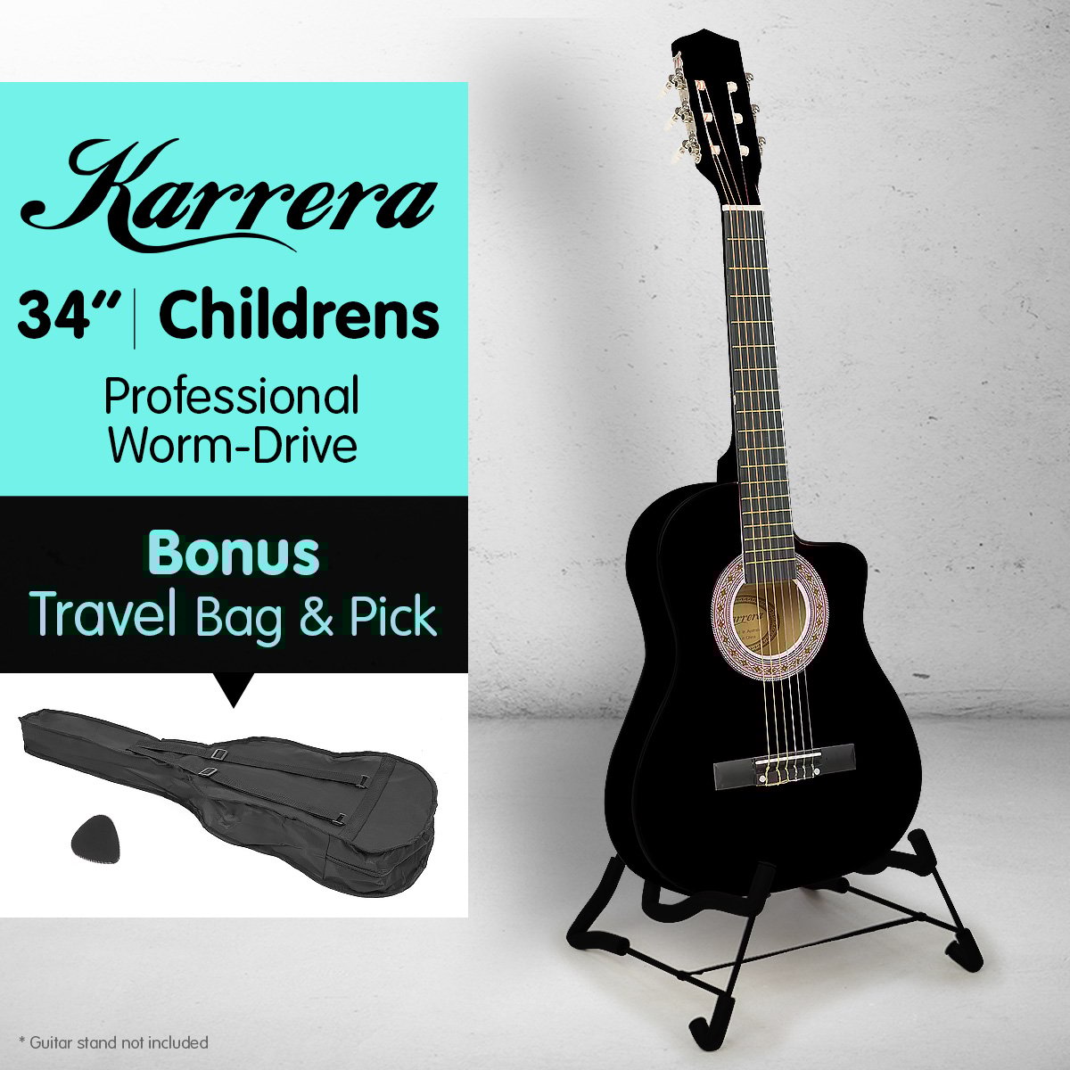 New Karrera Childrens Acoustic Cutaway Wooden Guitar Ideal Kids Gift 1/2 Size - Picture 9 of 16