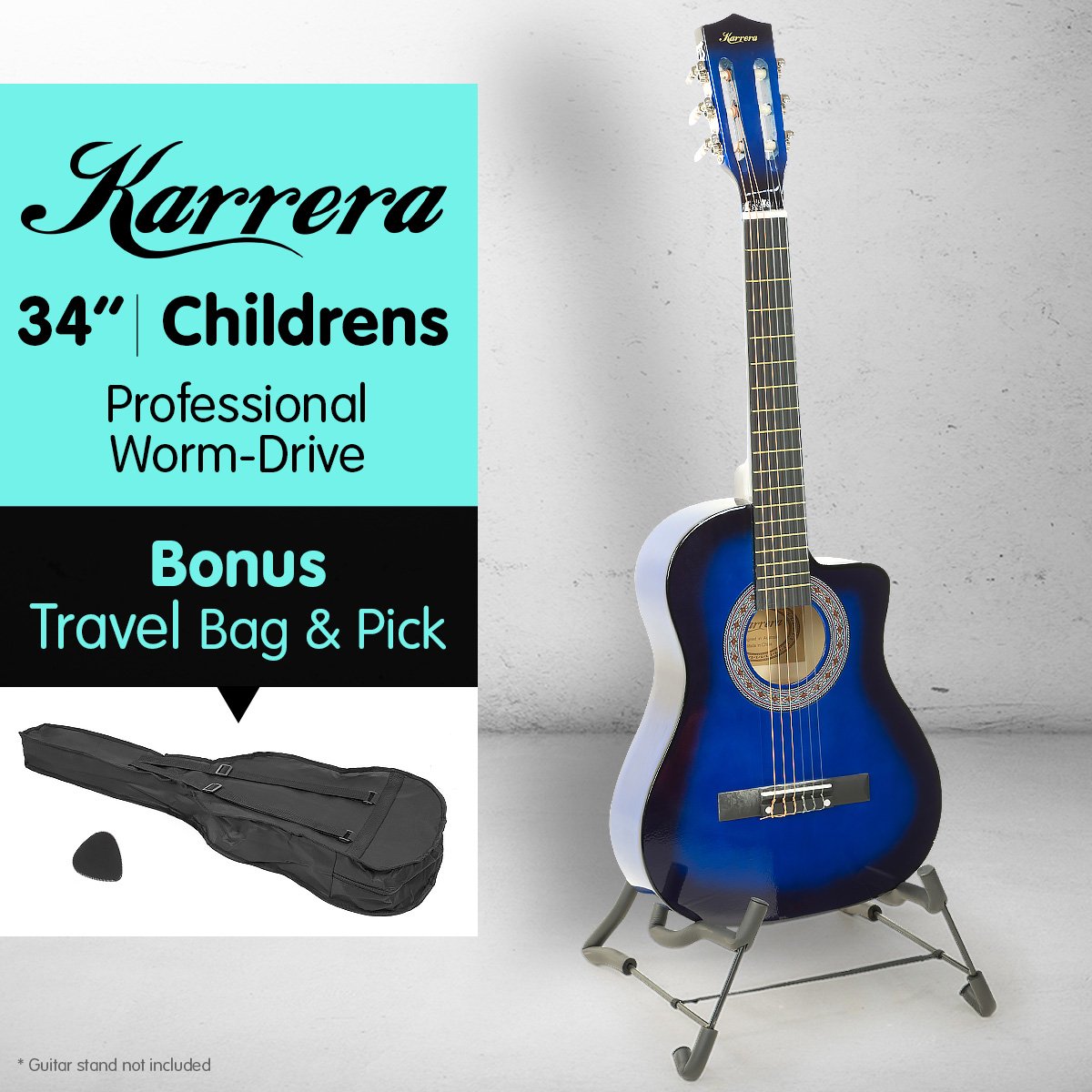 New Karrera Childrens Acoustic Cutaway Wooden Guitar Ideal Kids Gift 1/2 Size - Picture 10 of 16