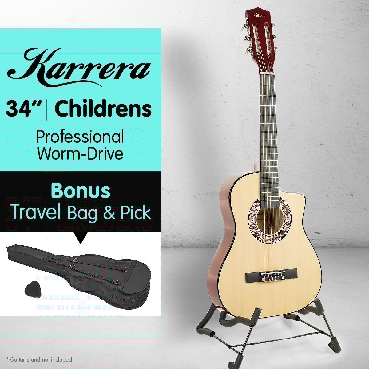 New Karrera Childrens Acoustic Cutaway Wooden Guitar Ideal Kids Gift 1/2 Size - Picture 14 of 16