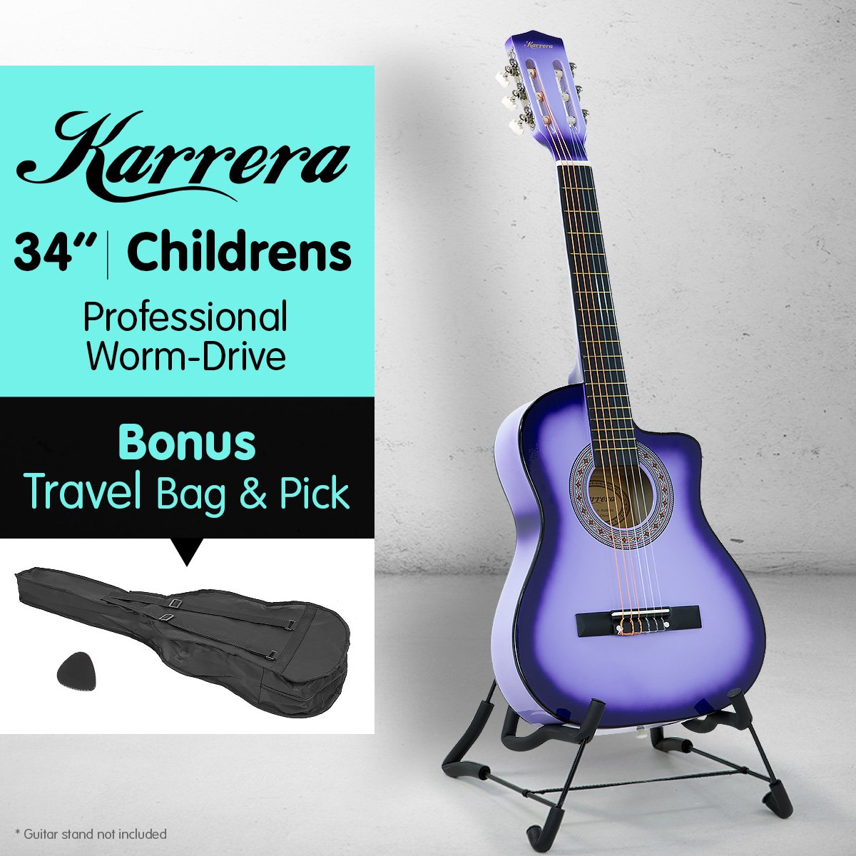 New Karrera Childrens Acoustic Cutaway Wooden Guitar Ideal Kids Gift 1/2 Size - Picture 13 of 16