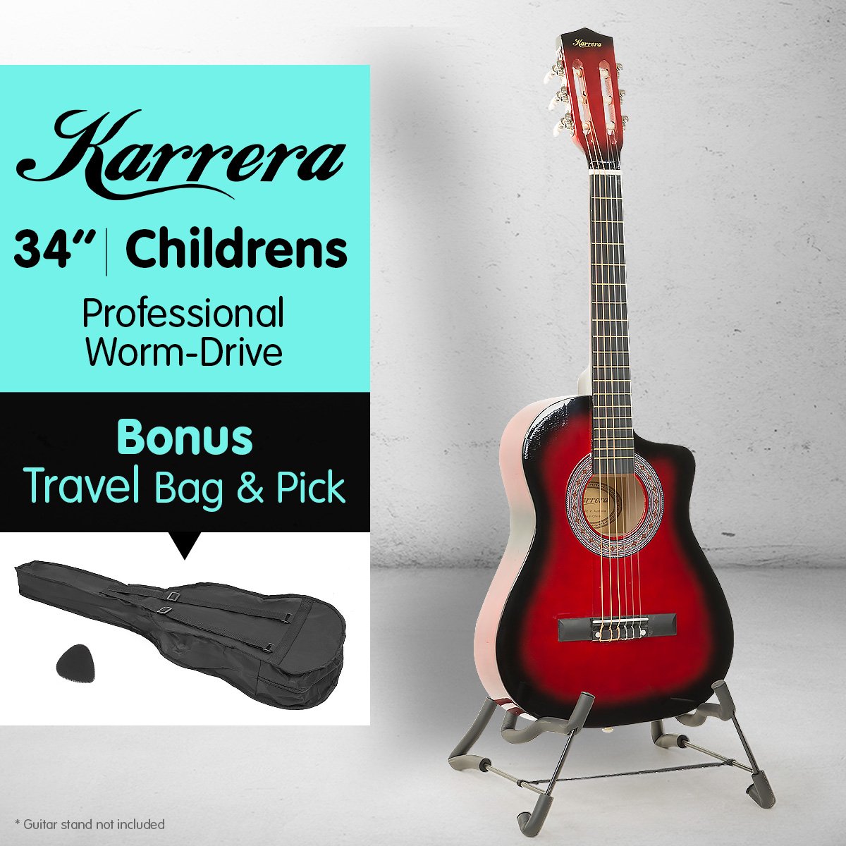 New Karrera Childrens Acoustic Cutaway Wooden Guitar Ideal Kids Gift 1/2 Size - Picture 15 of 16