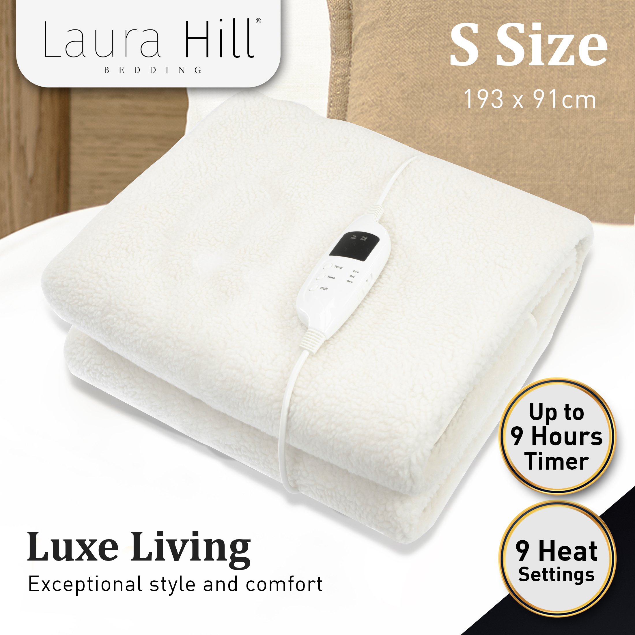 Laura Hill Heated Electric Blanket Fitted Underlay Winter Warmer - Picture 10 of 15