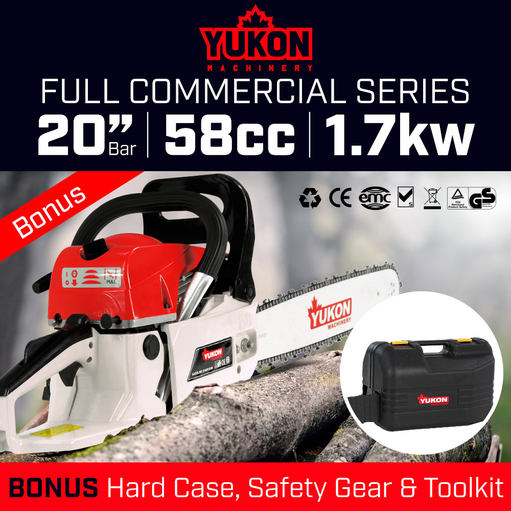 Chainsaw Yukon Petrol Tree Log Cutter 58cc with case Chainsaw Yukon Petrol Tree Log Cutter 58cc with case