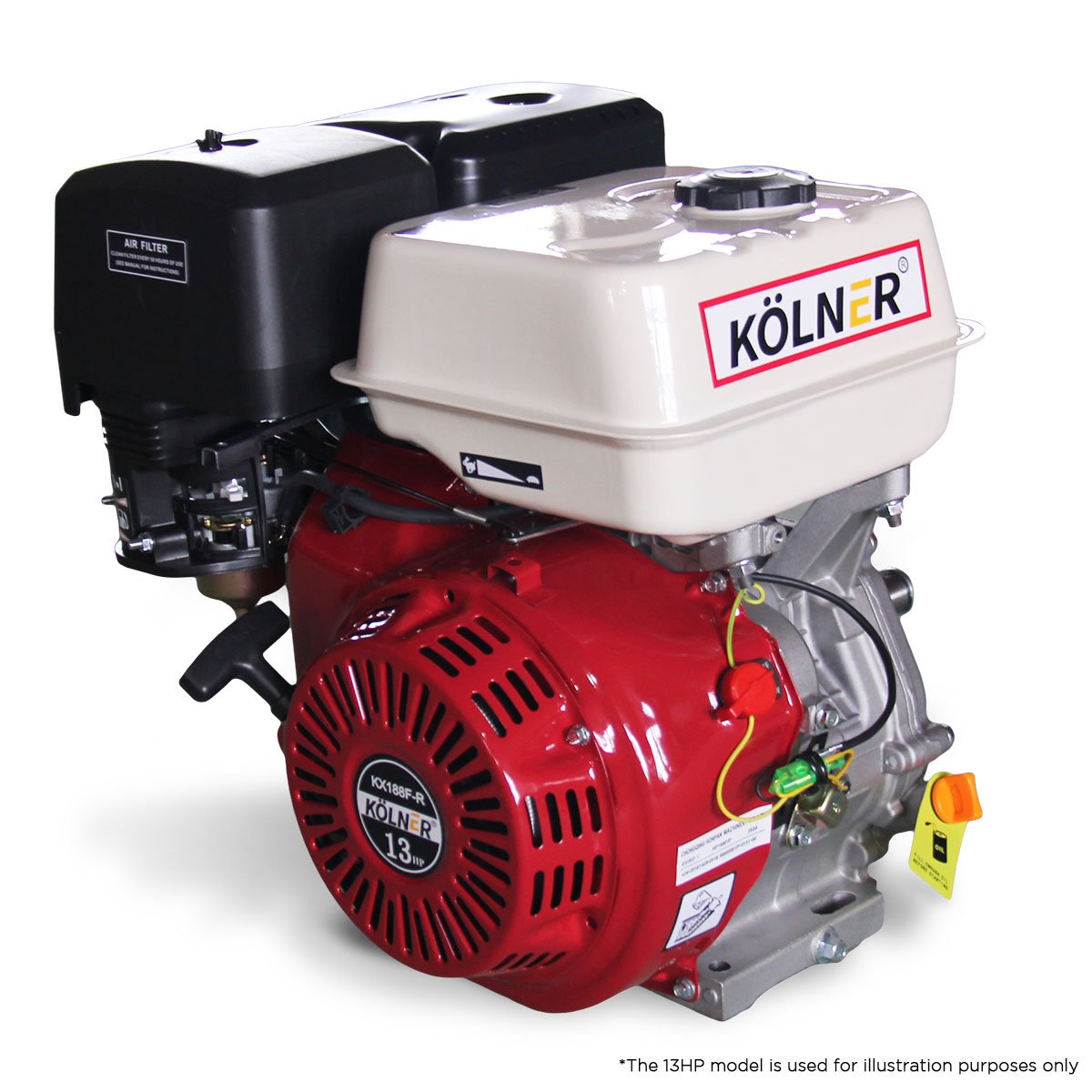 Kolner 16hp 25.4mm Horizontal Key Shaft Q Type Petrol Engine - Recoil Start Kolner 16hp 25.4mm Horizontal Key Shaft Q Type Petrol Engine - Recoil Start