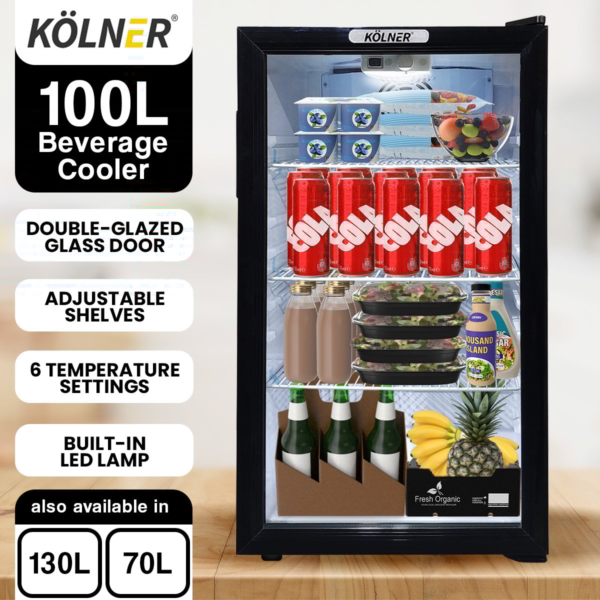 Kolner Mini Bar Fridge Glass Door Beverage Cooler Drinks Refrigerator - Picture 8 of 9