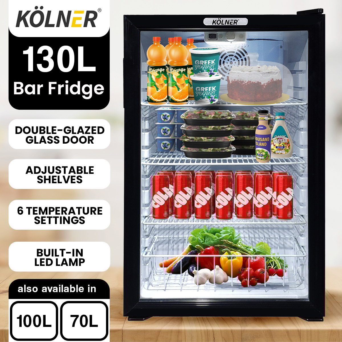 Kolner Mini Bar Fridge Glass Door Beverage Cooler Drinks Refrigerator - Picture 9 of 9