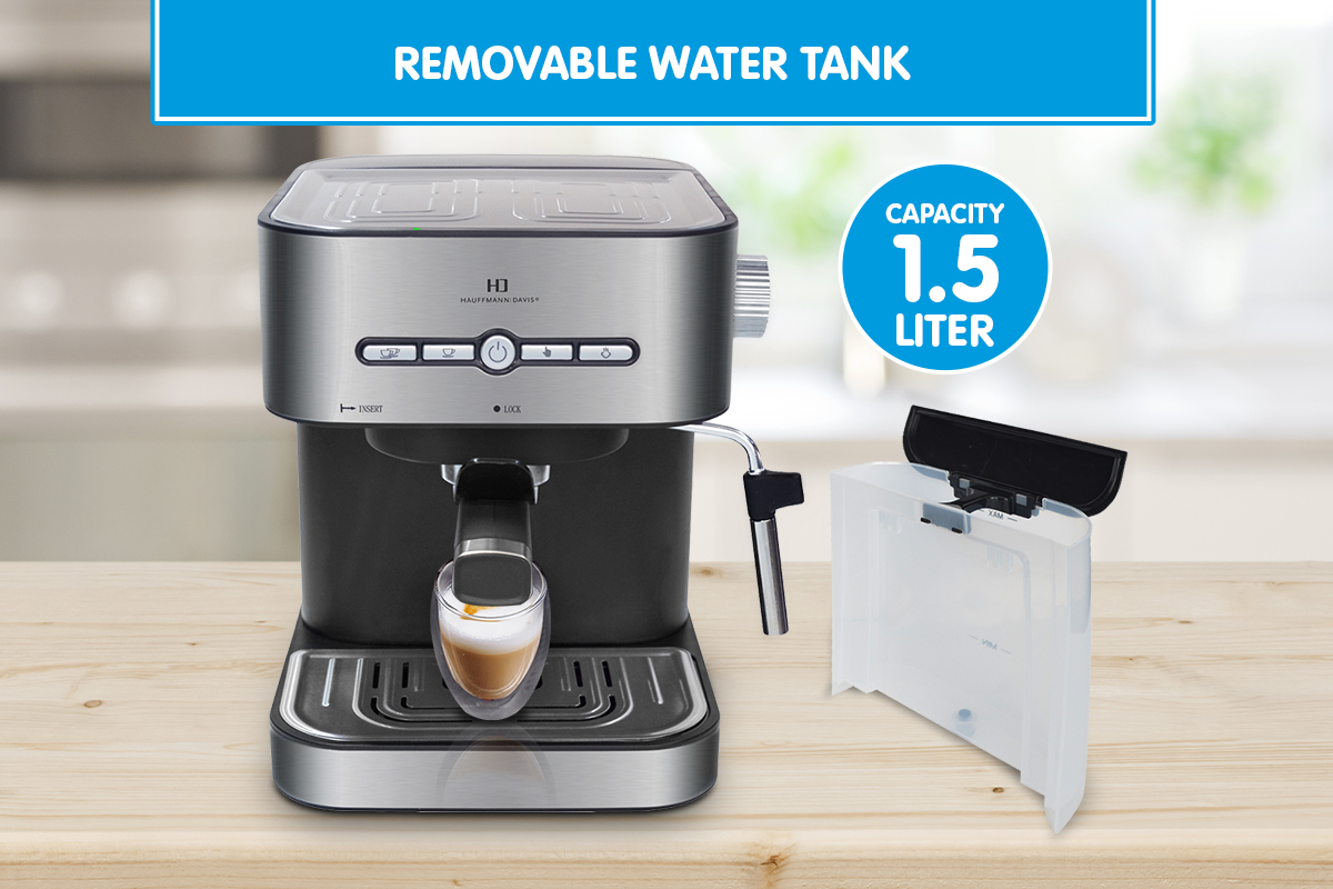 Hauffmann Davis Espresso Coffee Machine Automatic 15 Bar Italian Pump