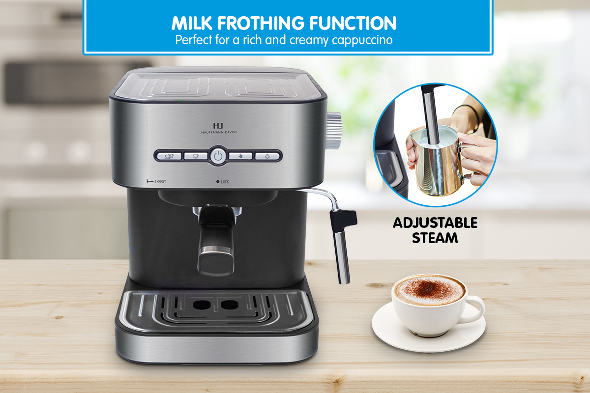 Hauffmann Davis Espresso Coffee Machine Automatic 15 Bar Italian Pump