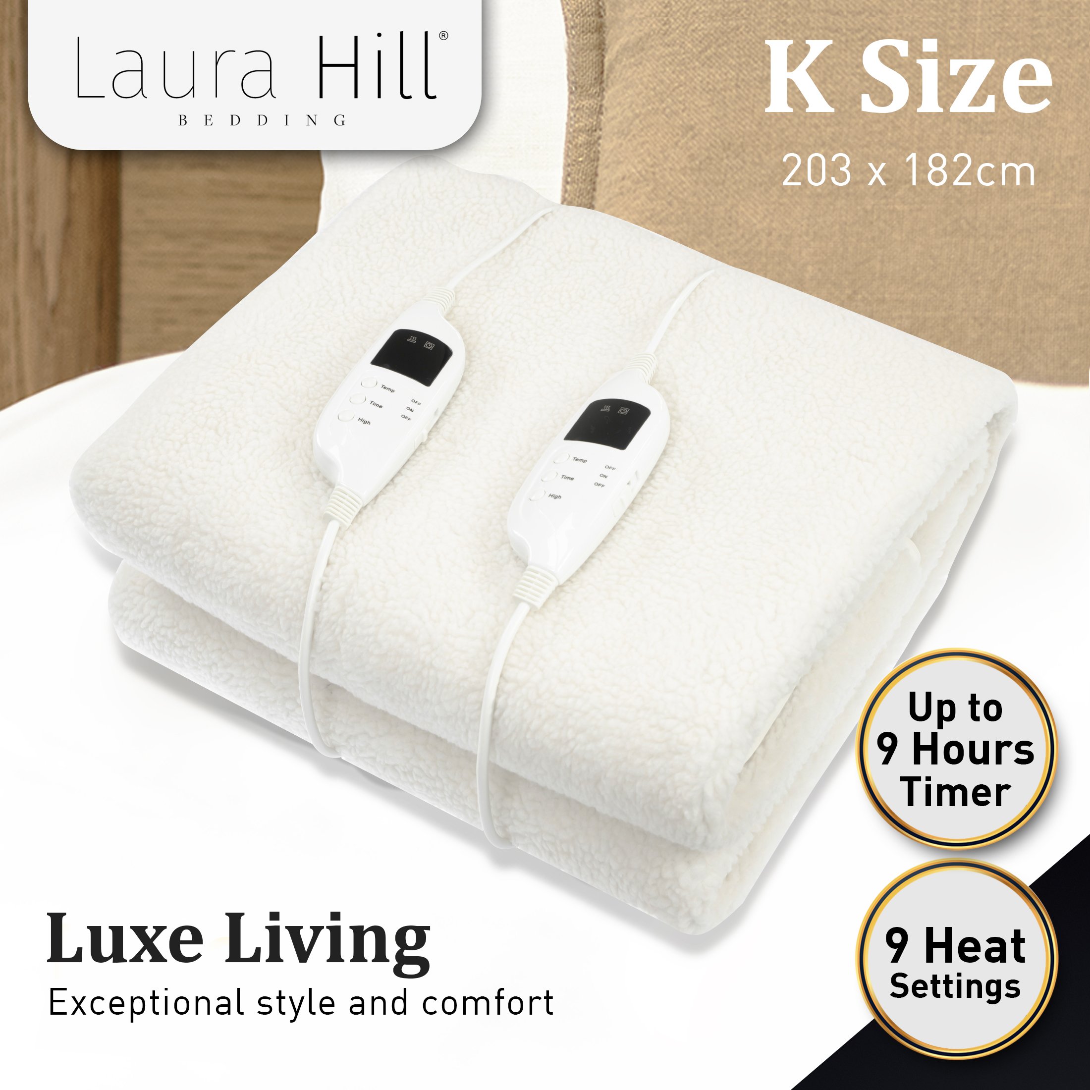 Laura Hill Heated Electric Blanket Fitted Underlay Winter Warmer - Picture 13 of 15