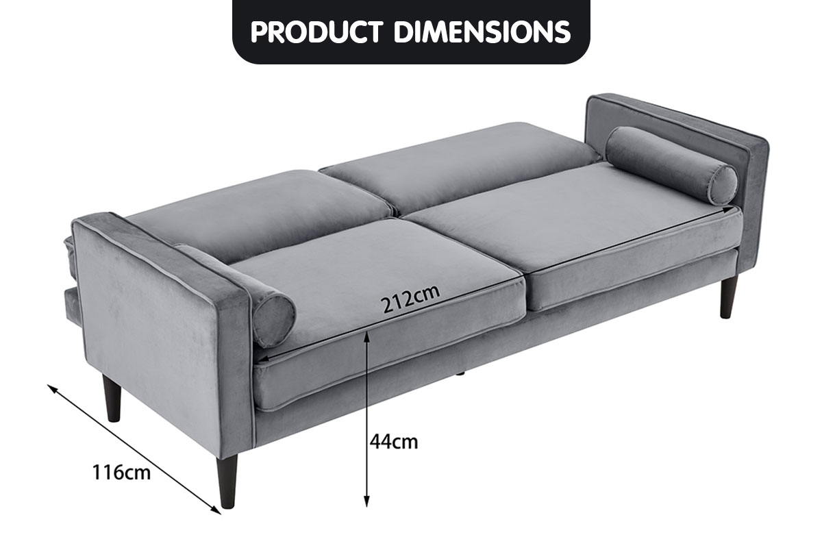 New Sarantino 3 Seater Faux Velvet Sofa Bed Couch Furniture Lounge