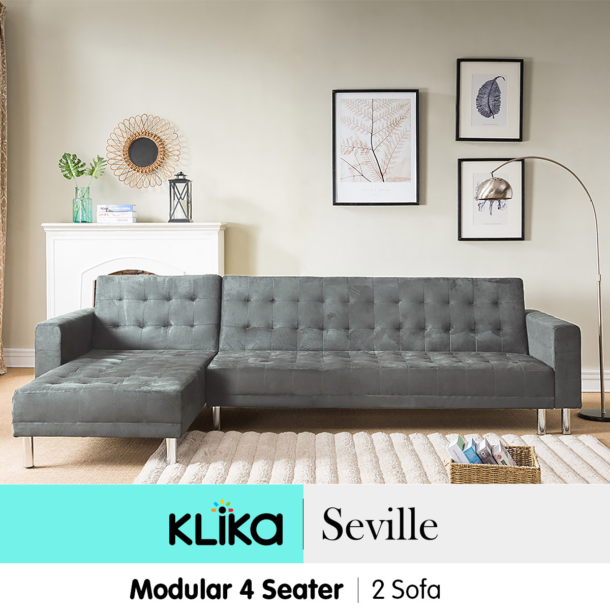 New Corner Sofa Suede Lounge Couch Bed Modular Furniture Home Chaise