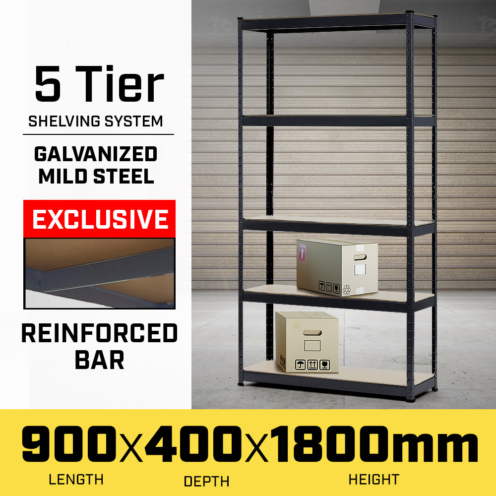5 Shelf Storage Rack - Galvanized Steel 180x90cm