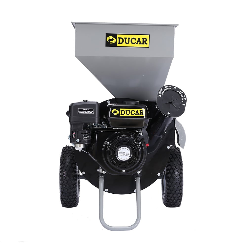 Ducar 7HP Wood Chipper Shredder Mulcher Petrol Silver Black with free