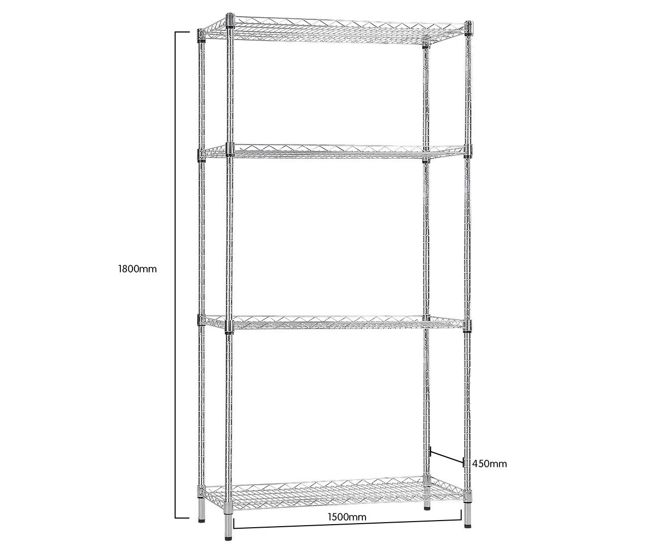 Syncrosteel Chrome Wire Shelving Storage Unit 1500x450mm - 1.8m High Syncrosteel Chrome Wire Shelving Storage Unit 1500x450mm - 1.8m High