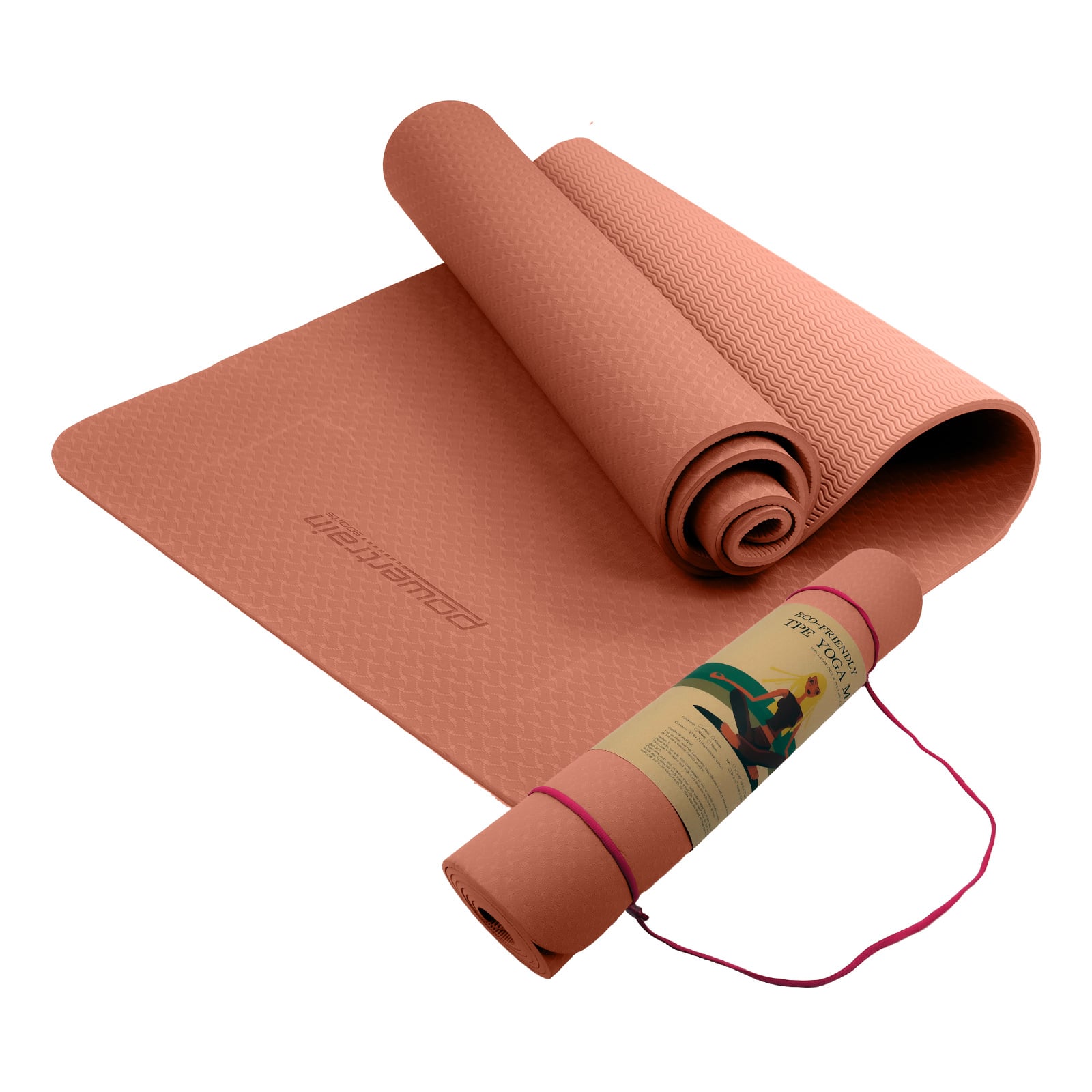 Powertrain TPE Yoga Pilates Exercise Mat 6mm - Rose Pink