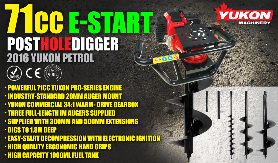 71cc Post Hole Digger with three Augers