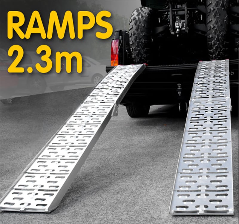 2x Aluminium Folding Loading Ramps ATV Motorbike 2x Aluminium Folding Loading Ramps ATV Motorbike