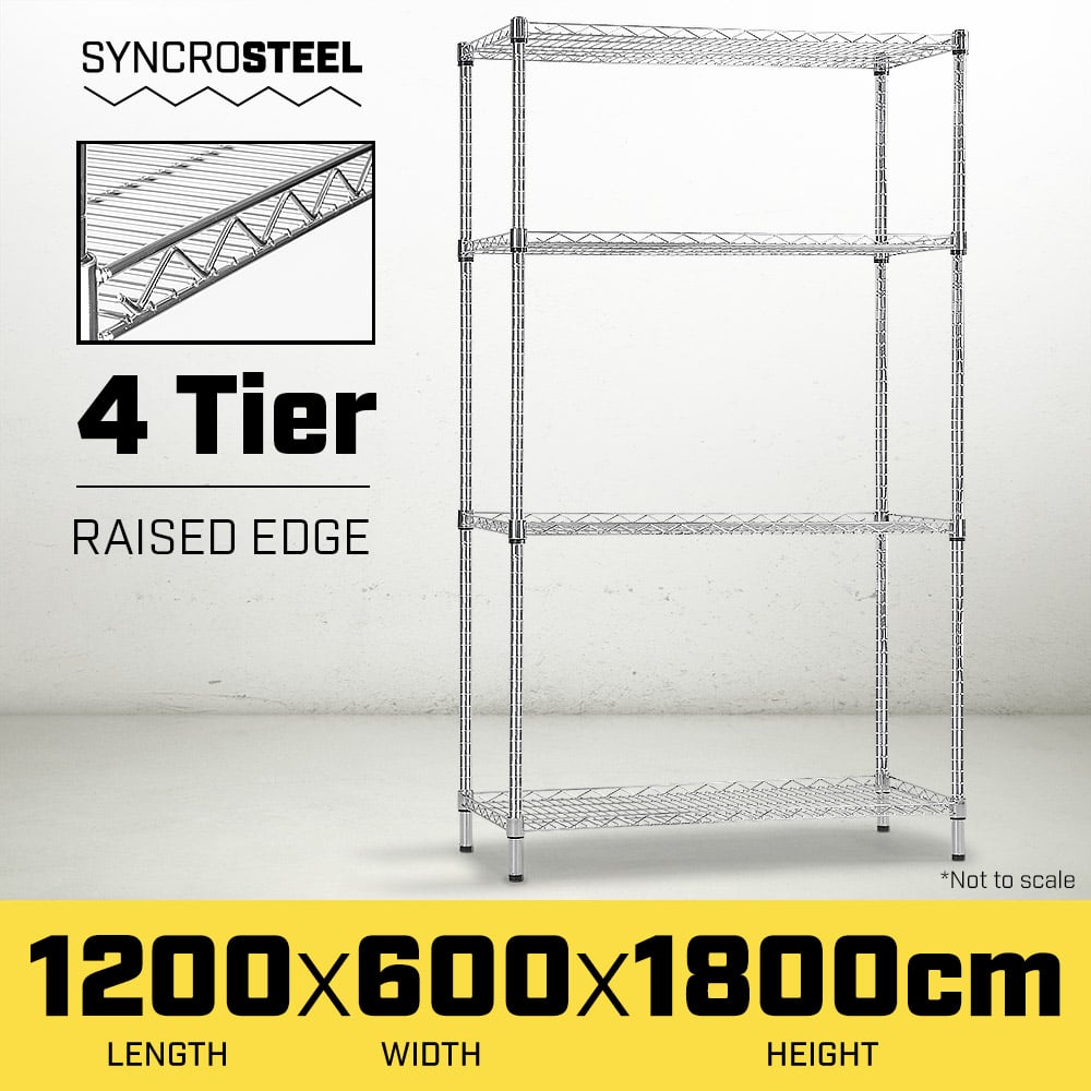Syncrosteel Chrome Wire Shelving Storage Unit 1200 x 600mm - 1.8m high