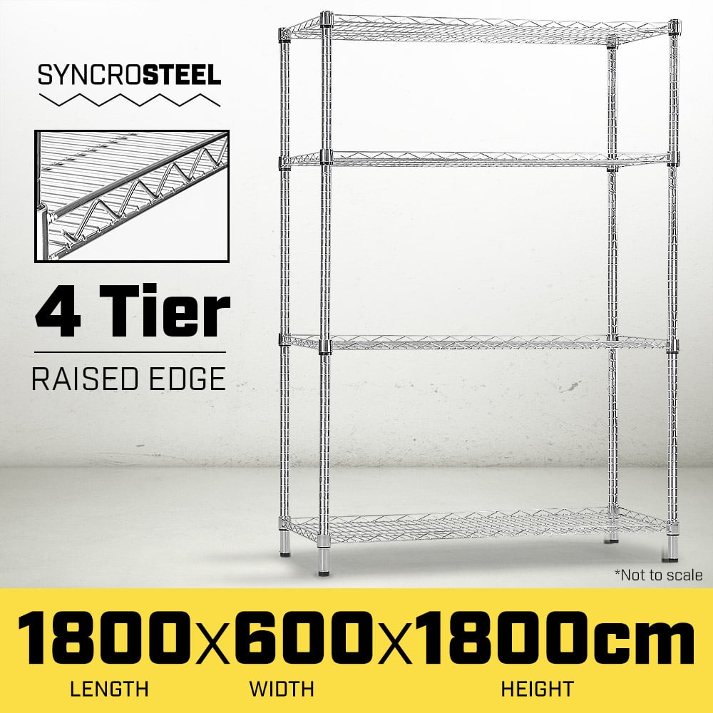 Syncrosteel Chrome Wire Shelving Storage Unit - 1800x600mm - 1.8m High Syncrosteel Chrome Wire Shelving Storage Unit - 1800x600mm - 1.8m High