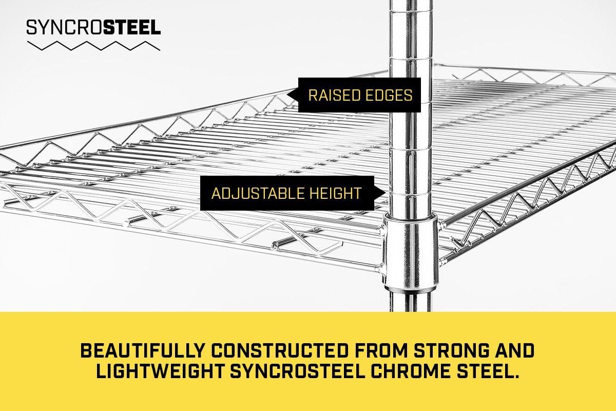 Syncrosteel Chrome Wire Shelving Storage Unit - 900 x 600mm - 1.8m high
