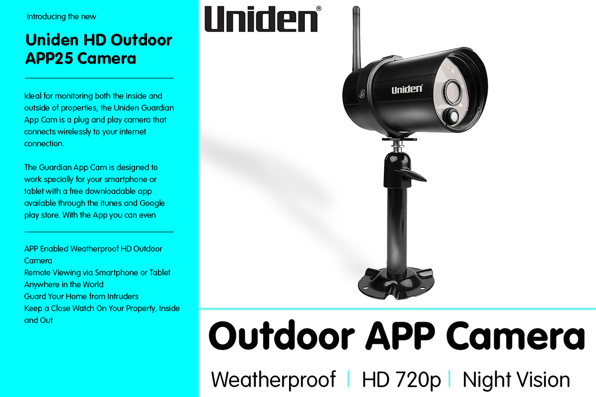 Uniden App Cam25 720P Wifi Home Wireless Security Outdoor Camera